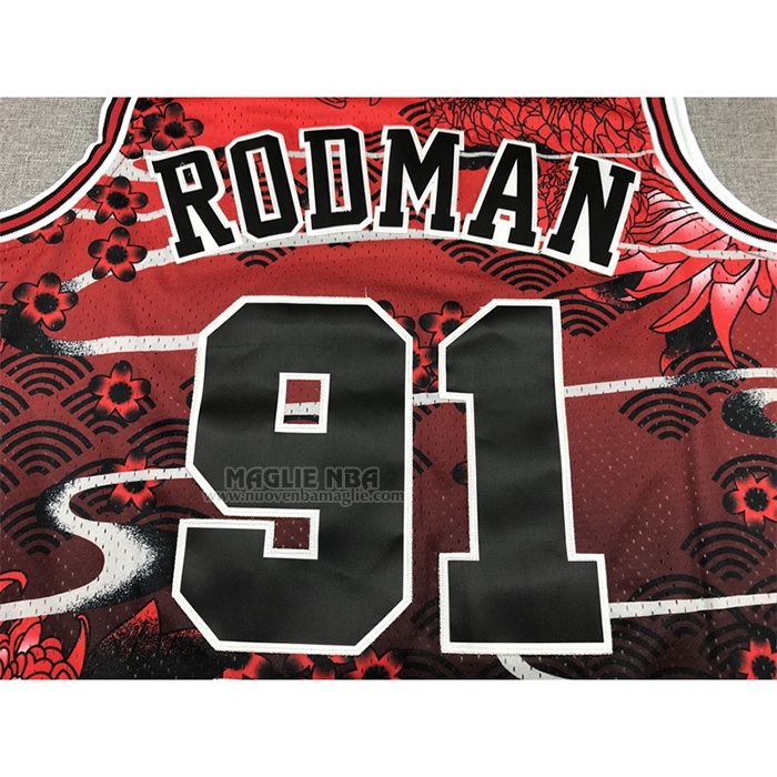 Maglia
 Dennis Rodman NO 91 Chicago Bulls Mitchell & Ness Lunar New Year Rosso
